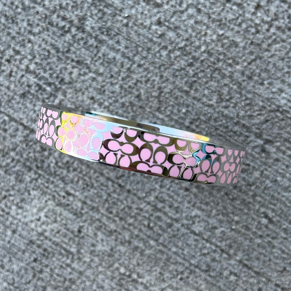 Vintage 90s pink coach bangle bracelet Y2K silver - Picture 6 of 8